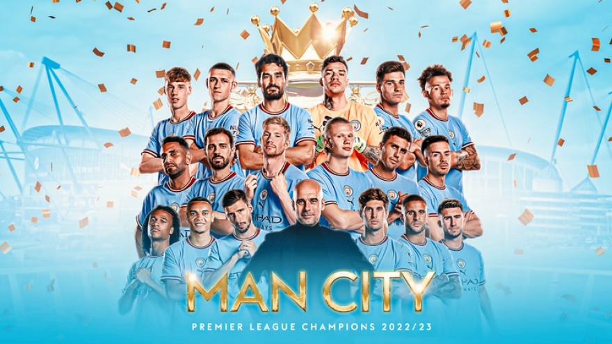 Bảng xếp hạng Ngoại hạng Anh mới nhất: Man City chính thức vô địch sớm